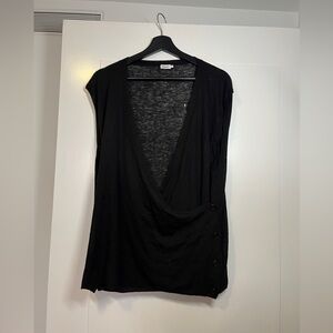 Filippa K Black Draped V-Neck Top